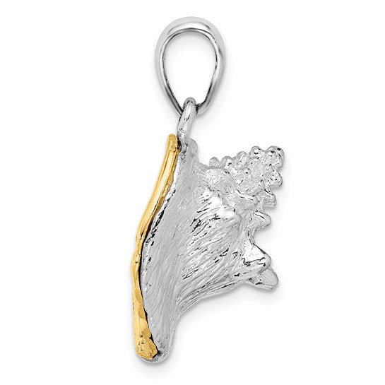 Sterling Silver 14K Gold Two Tone Conch Shell Pendant
