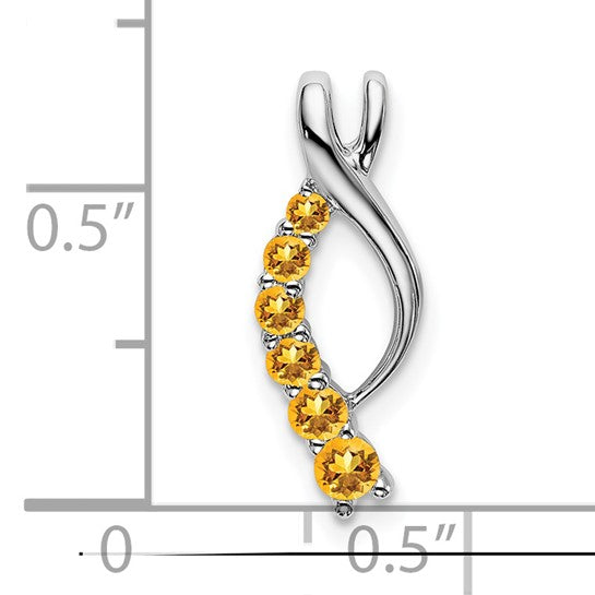 14K White Gold Natural Citrine Journey Pendant