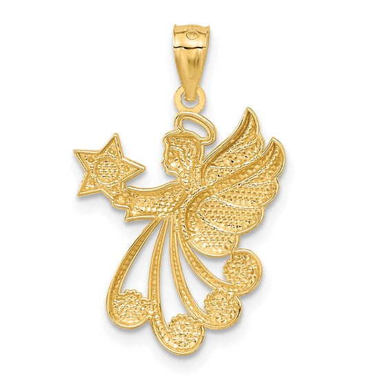 14K Yellow Gold Two Tone Angel Pendant