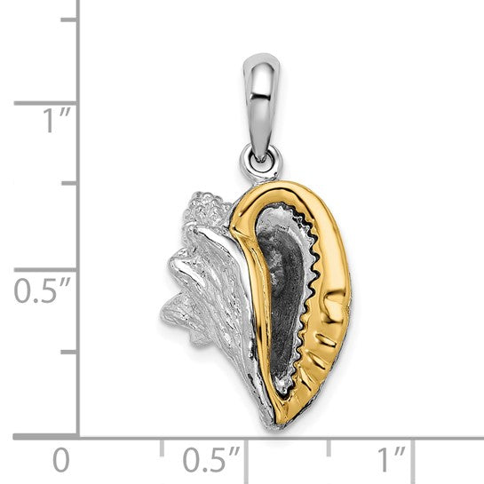 Sterling Silver 14K Gold Two Tone Conch Shell Pendant