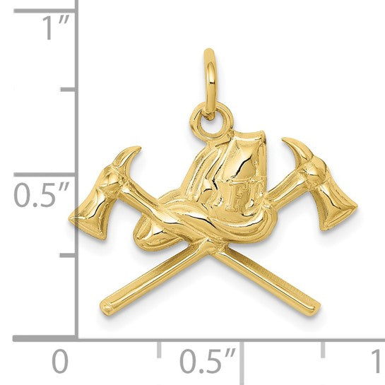 10K Yellow Gold Firefighter Insignia Pendant