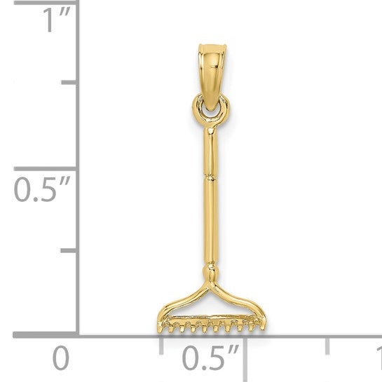 10K Yellow Gold Landscaping Iron Rake Pendant