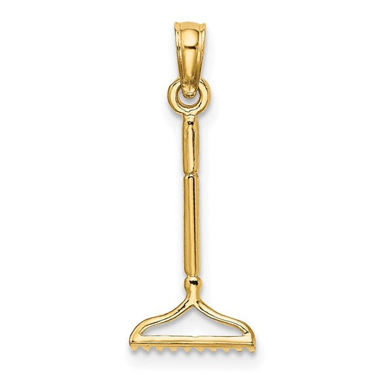 10K Yellow Gold Landscaping Iron Rake Pendant