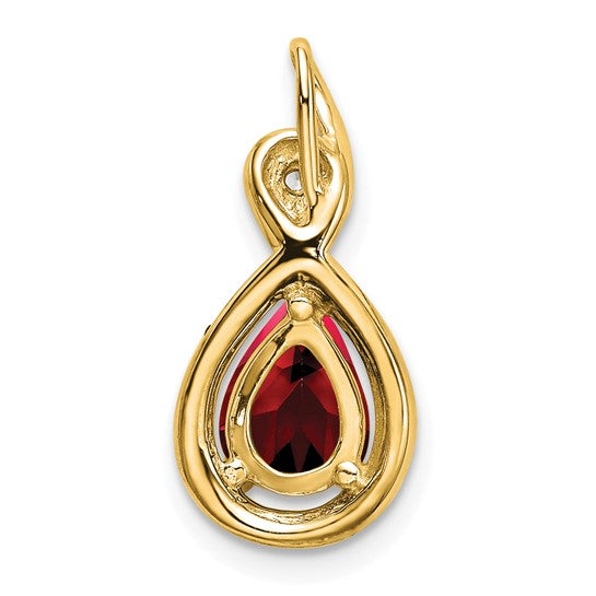 10K Yellow Gold Tear Drop Natural Garnet Chain Slide