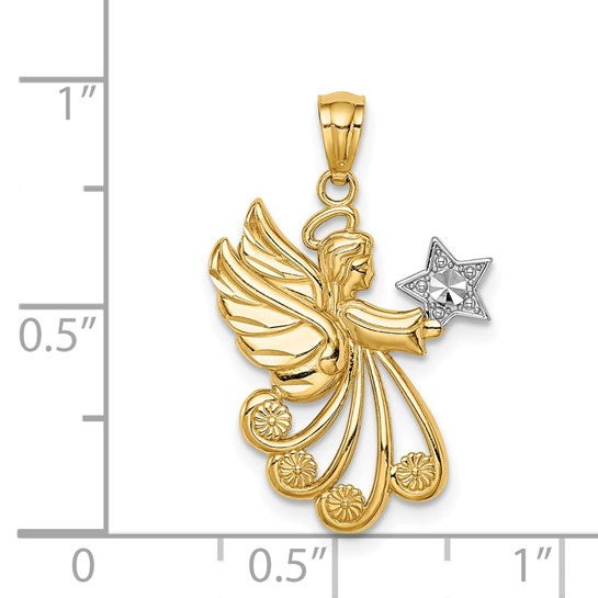 14K Yellow Gold Two Tone Angel Pendant