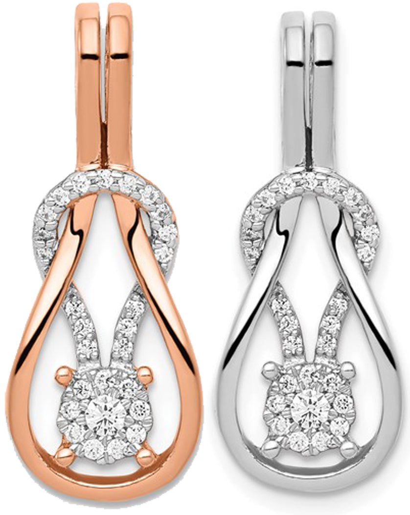 14K White/Rose Gold 1/6 Carat Diamond Knot Slide
