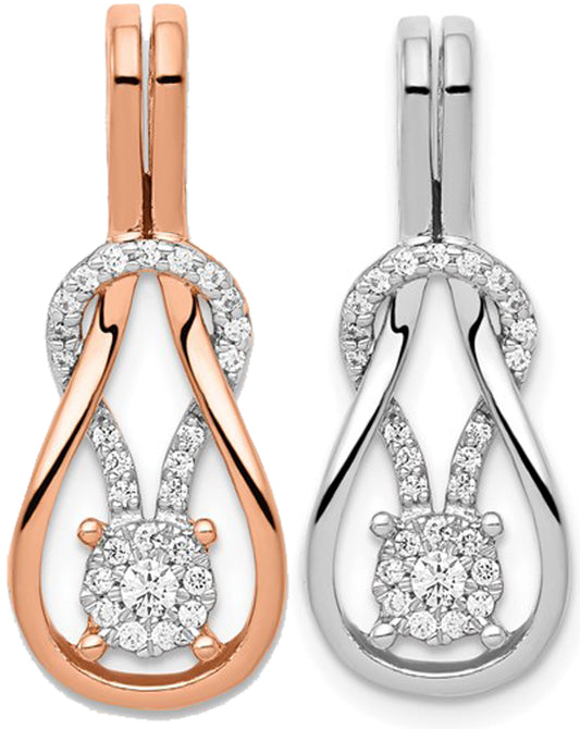 14K White/Rose Gold 1/6 Carat Diamond Knot Slide