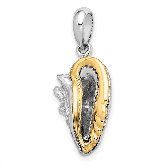 Sterling Silver 14K Gold Two Tone Conch Shell Pendant