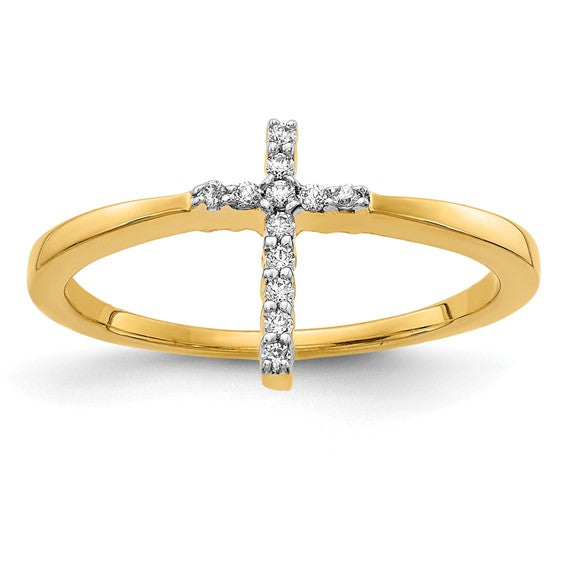 14K Yellow/White Gold Lab Grown Diamond Cross Ring