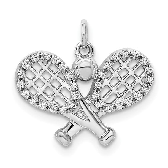 14K White Gold And Diamond Tennis Pendant