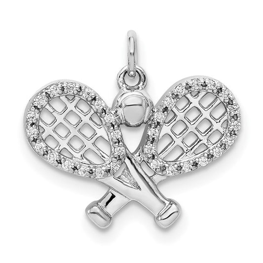 14K White Gold And Diamond Tennis Pendant