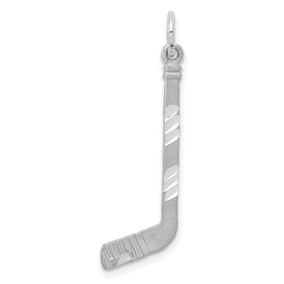 14K White Gold Hockey Stick With Puck Pendant
