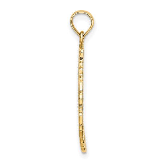 14K Yellow Gold Holiday Christmas Wreath Pendant