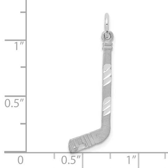 14K White Gold Hockey Stick With Puck Pendant