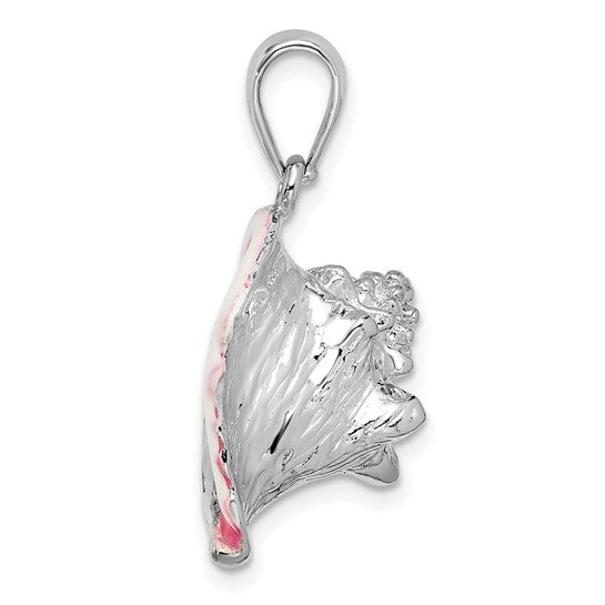 Sterling Silver Enameled Conch Shell 3d Pendant