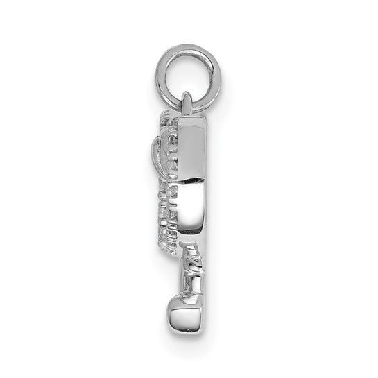 14K White Gold And Diamond Tennis Pendant