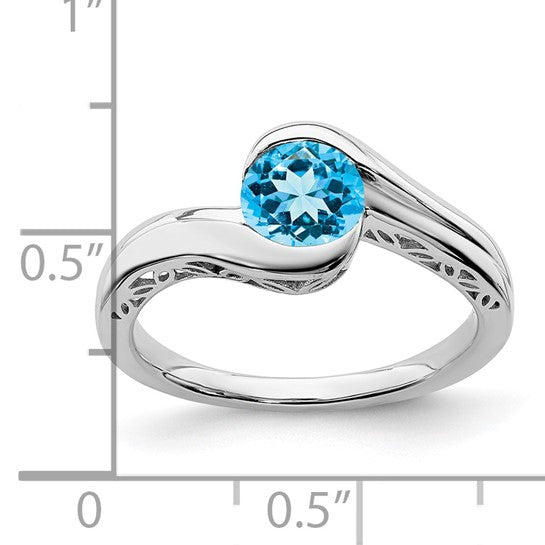 10K White Gold .75 Blue Topaz Bipass Ring