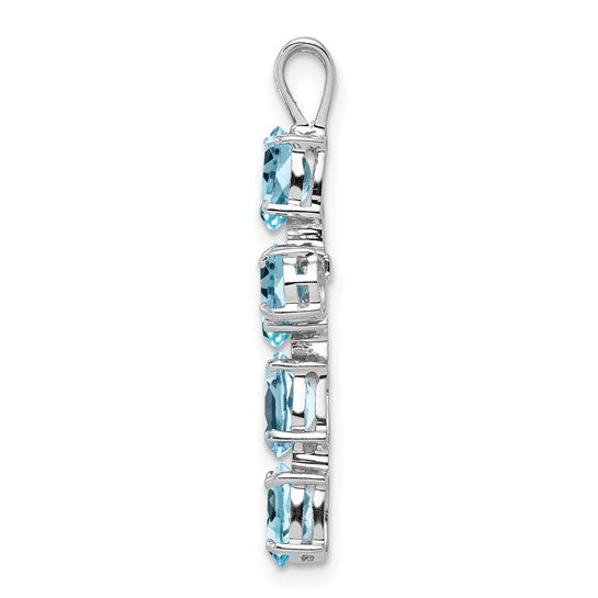 White Gold Filled Sterling Silver 3 Carat Blue Topaz Cross Pendant