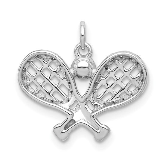 14K White Gold And Diamond Tennis Pendant