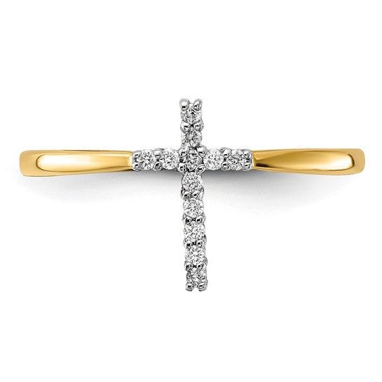 14K Yellow/White Gold Lab Grown Diamond Cross Ring