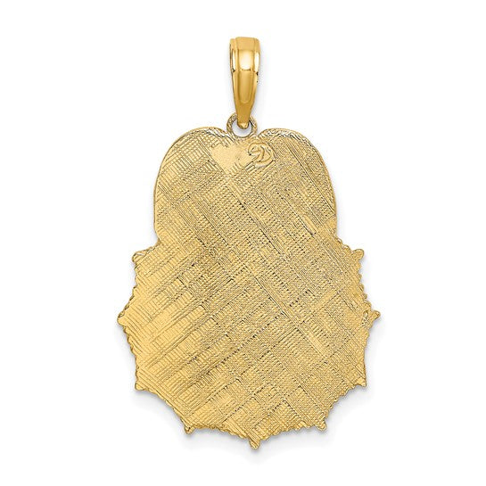10K Yellow Gold Fire Department Shield With Eagle Pendant