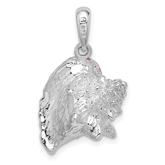 Sterling Silver Enameled Conch Shell 3d Pendant