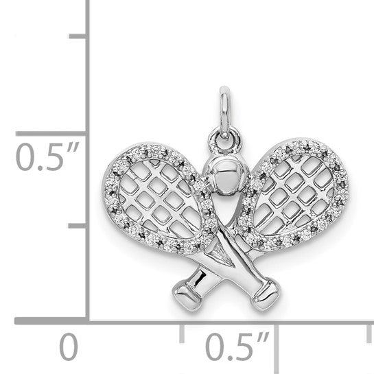 14K White Gold And Diamond Tennis Pendant
