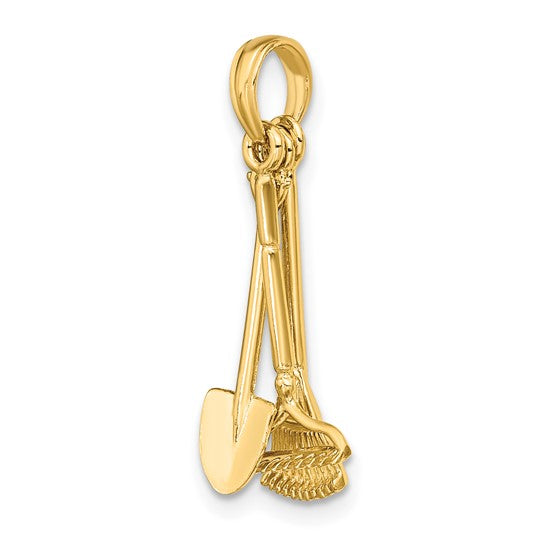 10K Yellow Gold Landscaping Tool Set Pendant