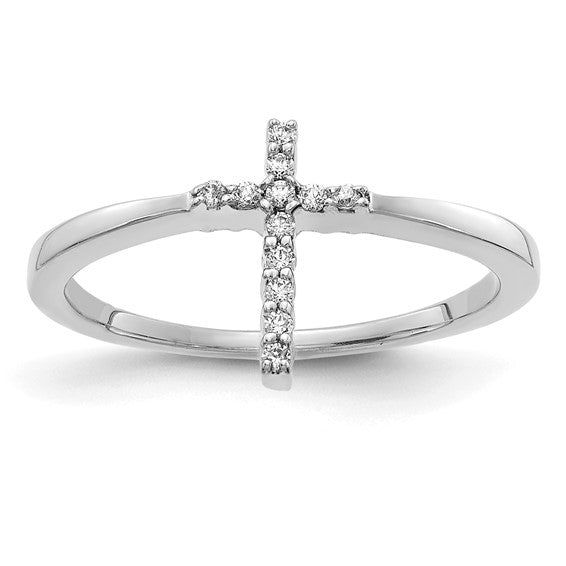 14K Yellow/White Gold Lab Grown Diamond Cross Ring