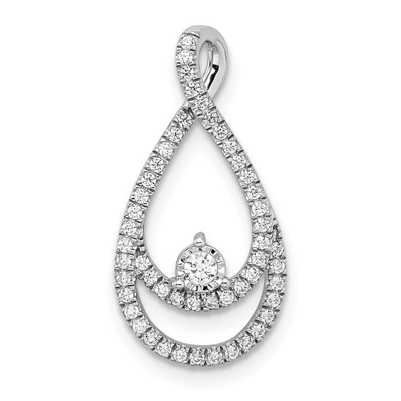 14K White Gold 1/5 Carat Double Teardrop Diamond Pendant