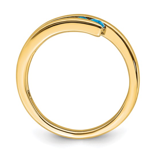 10K Yellow Gold 4 Stone Blue Topaz Band Ring