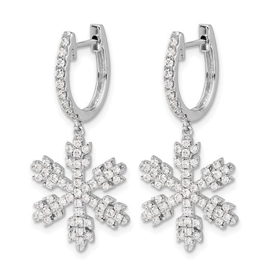 14K White Gold 1 Carat Diamond Snowflake Earrings
