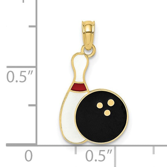 10K/14K Yellow Gold Bowling Pin & Ball Pendant