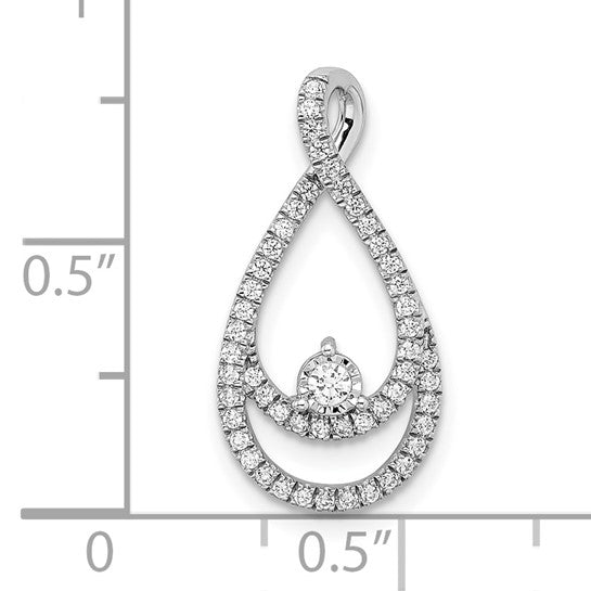 14K White Gold 1/5 Carat Double Teardrop Diamond Pendant