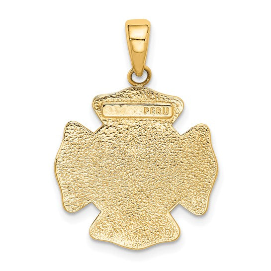 10K Yellow Gold St. Florian Firefighter Protection Shield Pendant