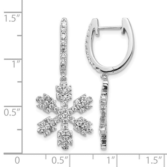 14K White Gold 1 Carat Diamond Snowflake Earrings