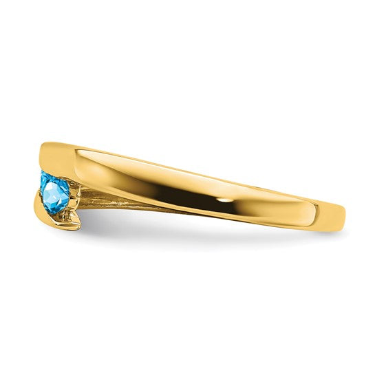 10K Yellow Gold 4 Stone Blue Topaz Band Ring