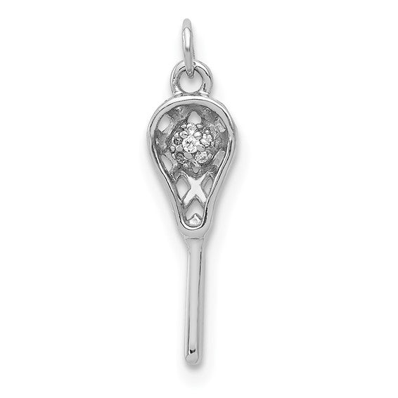 14K White Gold Diamond Lacrosse Pendant