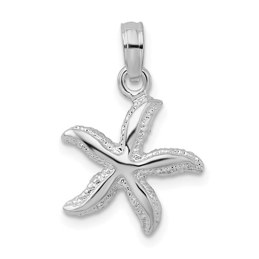 Sterling Silver Rhodium Plated Star Fish Pendant