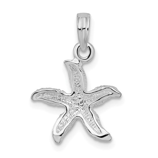 Sterling Silver Rhodium Plated Star Fish Pendant