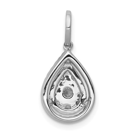 14K White Gold 1/2 Carat Diamond Tear Drop Cluster Pendant