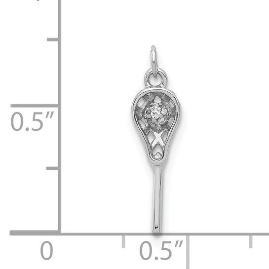 14K White Gold Diamond Lacrosse Pendant