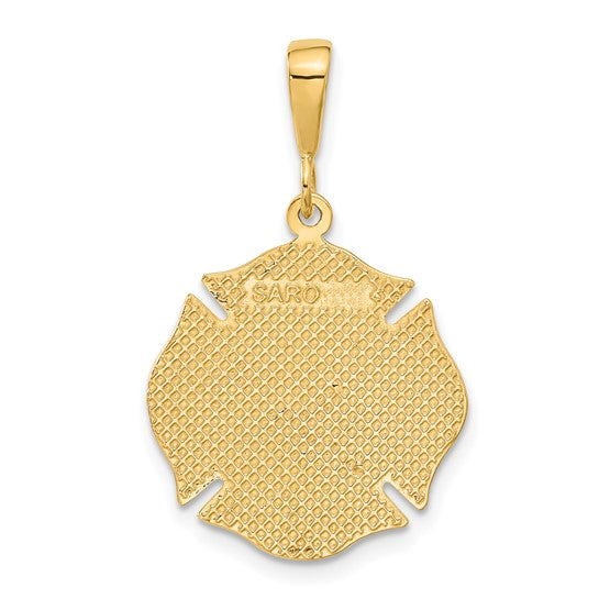 10K Yellow Gold Firefighter Rescue Shield Pendant