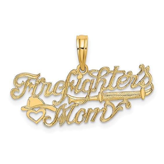 10K Yellow Gold Firefighter Mom Pendant