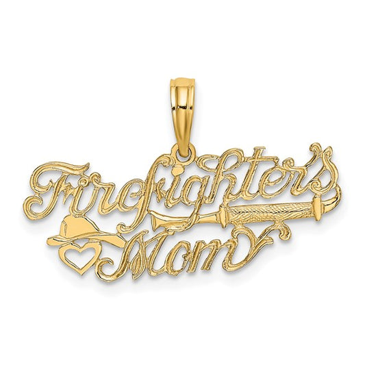 10K Yellow Gold Firefighter Mom Pendant