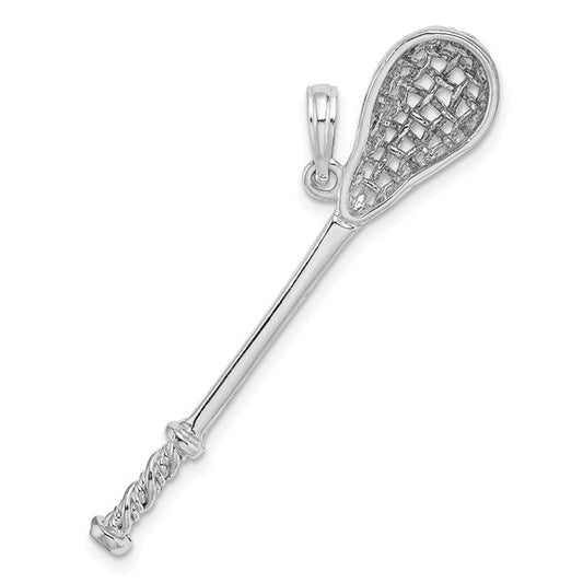 14K White Gold Lacrosse Stick Pendant