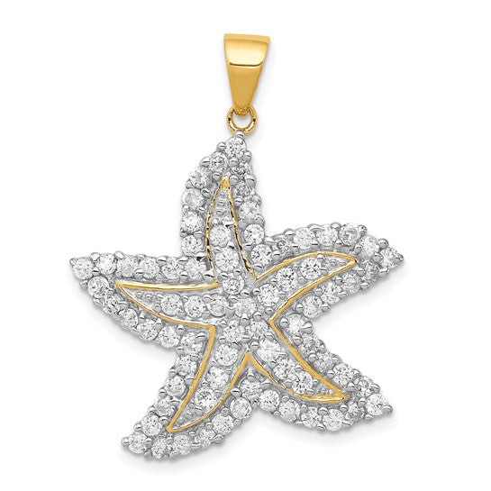 Sterling Silver Gold Plated CZ Star Fish Pendant