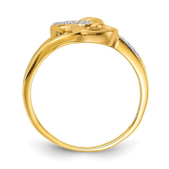 14K Yellow Gold Diamond Accent Double Stacked Heart Ring