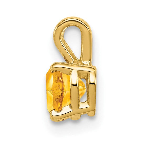 14K Yellow Gold .4 Carat Heart Shaped Natural Citrine Pendant
