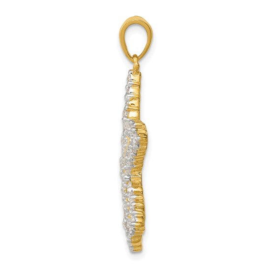 Sterling Silver Gold Plated CZ Star Fish Pendant